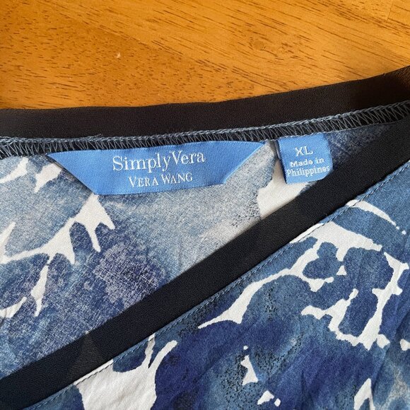 Size XL Simply Vera by Vera Wang blue white sleeveless dress - Picture 9 of 13